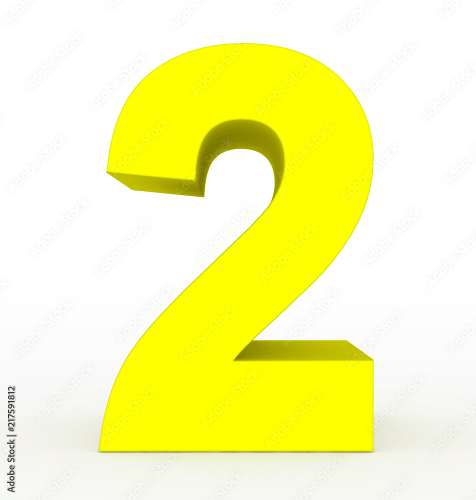 number 2 3d clean yellow isolated on white number 2 3d clean yellow isolated on white