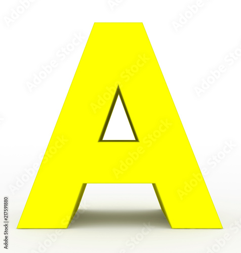 letter A 3d yellow isolated on white