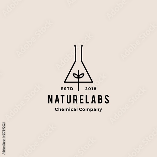 leaf lab nature hipster retro vintage logo badges vector icon illustration