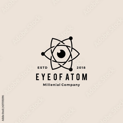 eye atom hipster vintage logo vector icon illustration