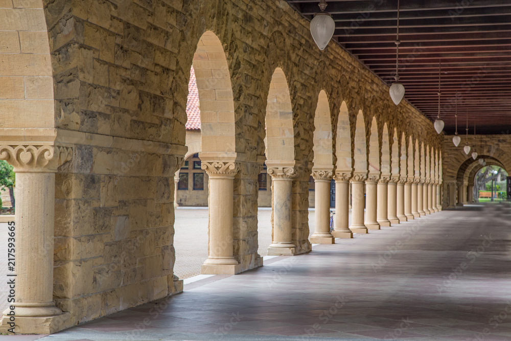 A Long Colonnade of Warm Colored Sandstone