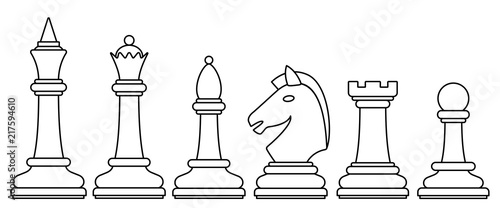 Chess contour set illustration