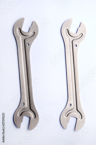Bike bicyles repair hand tool wrench metal equipment isolated on white background