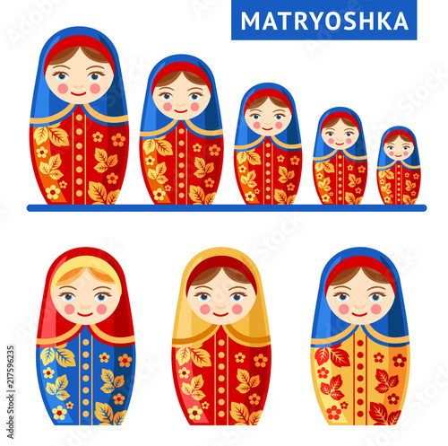 Russian nesting doll. Matryoshka. Vector flat illustration