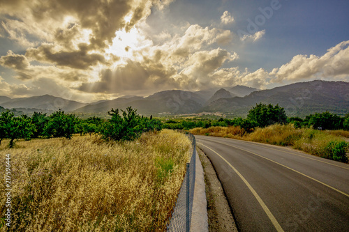 sunbeams over mallorca mountains