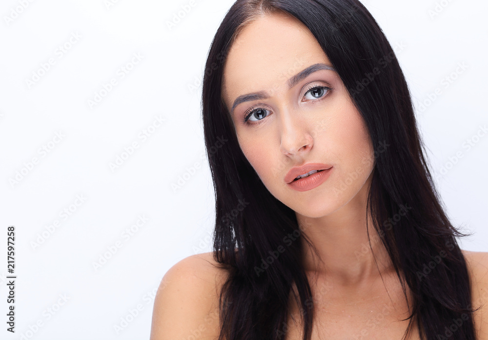 Beautiful girl close up face portrait with long hair style. Beautiful girl close up face portrait with long hair style.
