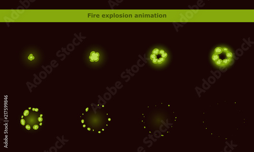 Green smoke animation frames for cartoon game