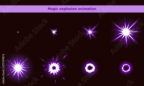 Magic flash animation frames for cartoon game