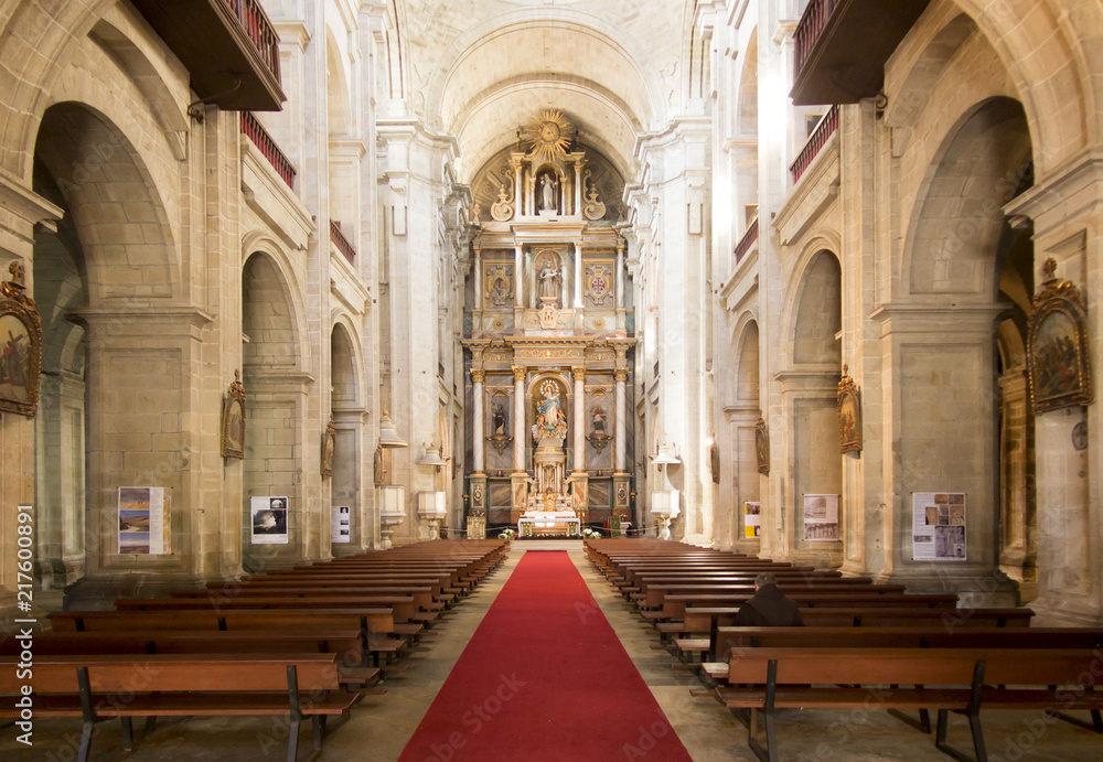 Santiago de Compostela, Spain, June 14, 2018: Interior of the Franciscan church of Santiago de Compostela
