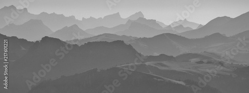 Mountain ranges and hills seen from Mount Niesen, Bernese Oberland.