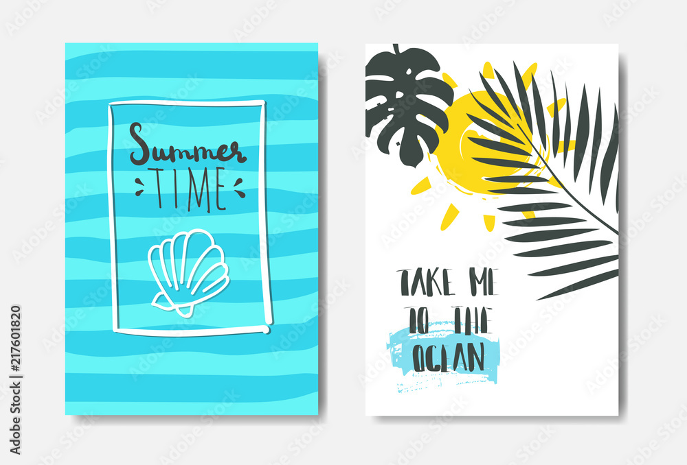 set ocean summer palm badge Isolated Typographic Design Label. Season Holidays lettering for logo,Templates, invitation, greeting card, prints and posters. vector illustration