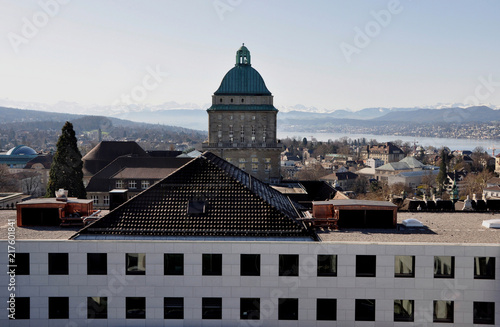 The panoramic view of Zürich-City and the University from the ETH-lounge