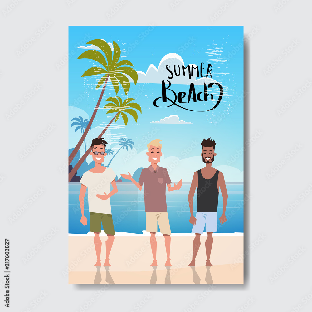summer vacation man relax landscape beach badge Design Label. Season Holidays lettering for logo,Templates, invitation, greeting card, prints and posters. vector illustration
