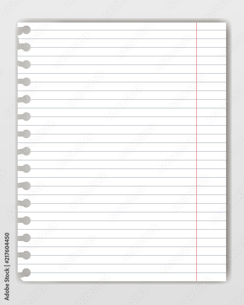 Blank lined copy book sheet with torn edge. Mockup or template of graph notepad page for yor text. Blank lined copy book sheet with torn edge. Mockup or template of graph notepad page for yor text.