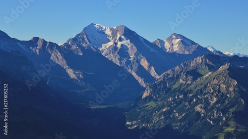 Morning scene in the Bernese Oberland. Mount Balmhorn seen from Mount Niesen  Switzerland.