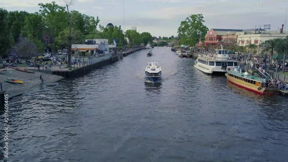 Boats on the Lujan River, Tigre, Buenos Aires, Argentina – Beautiful 4k drone video of boats at Tigre and Puerto de Frutos on a sunny afternoon in the Capital City Boats on the Lujan River, Tigre, Buenos Aires, Argentina – Beautiful 4k drone video of boats at Tigre and Puerto de Frutos on a sunny afternoon in the Capital City