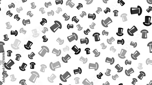 Texture seamless pattern with beautiful cheerful festive bright colored black magical gentleman's hats by cylinders. Vector illustration. The background