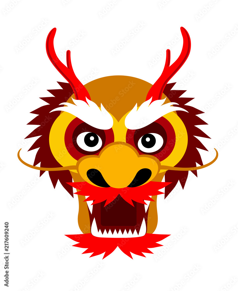 Chinese dragon. Chinese symbol. Vector flat illustration