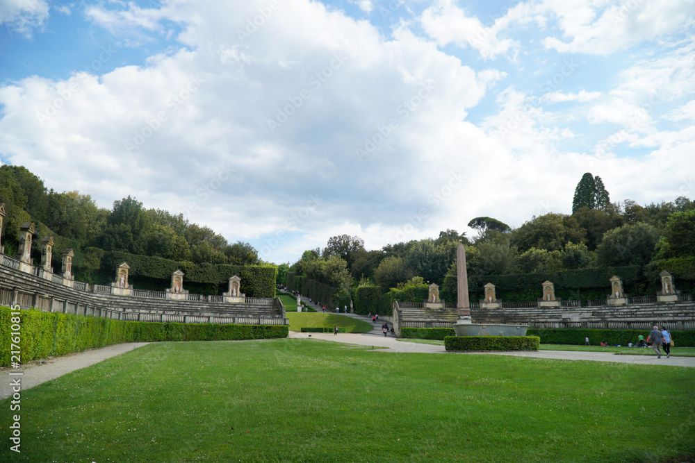 gardens in the old park with statues