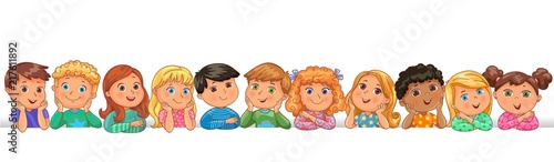 Cute kids happy blank banner