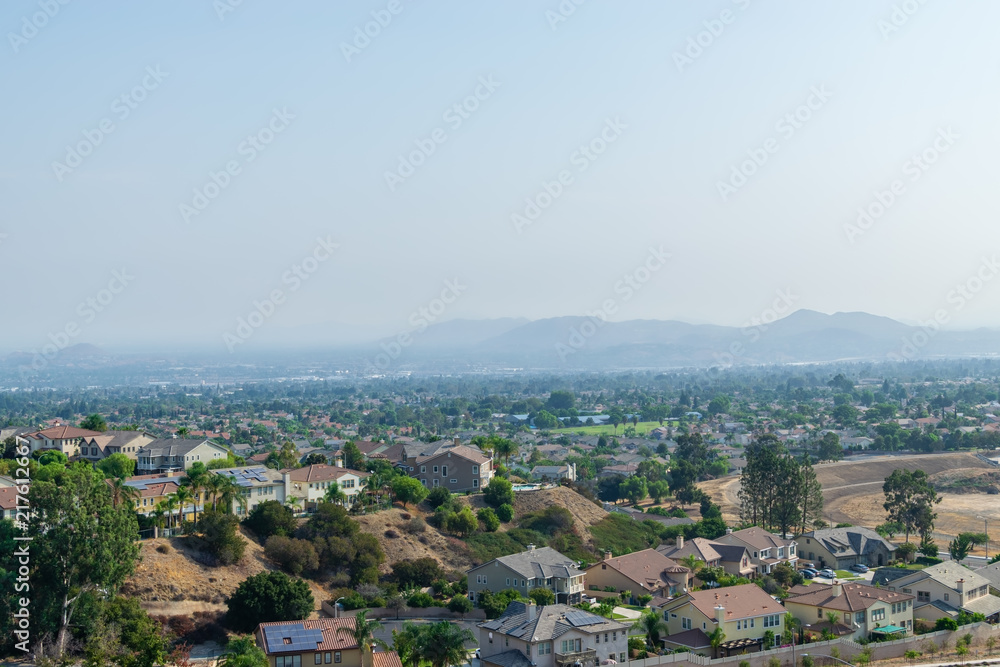Smoke from wildfire covers inland area suburbs of Southern California 