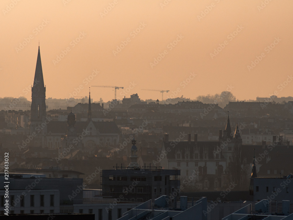 Paysage de Nantes au coucher du soleil
