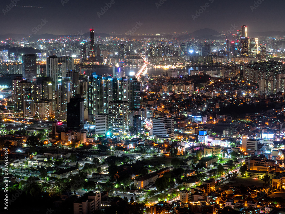Paysage urbain de Séoul, Corée du sud, la nuit