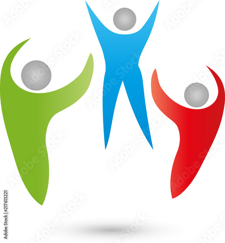 Drei Personen, Freunde und Familie Logo