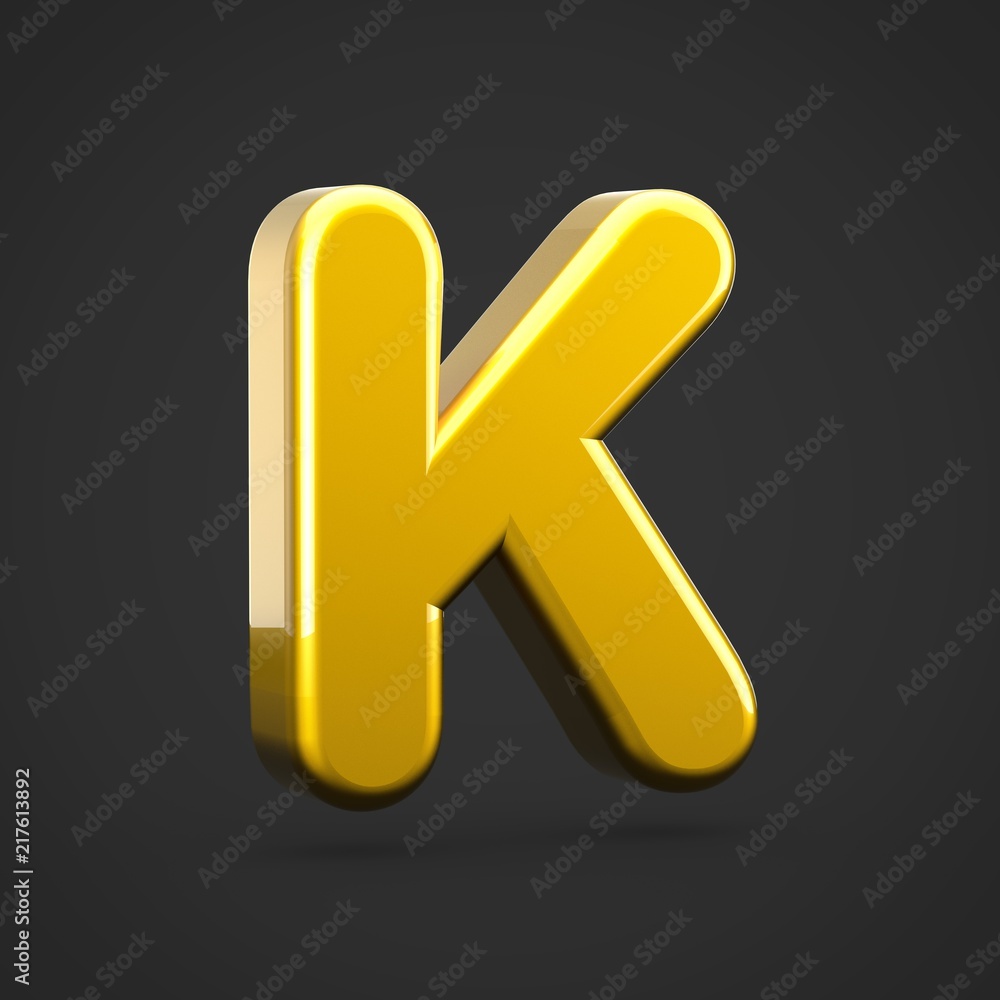 Golden letter K uppercase isolated on black background. Golden letter K uppercase isolated on black background.