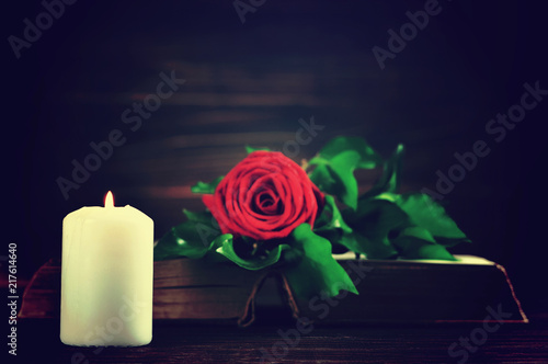 Candle and rose