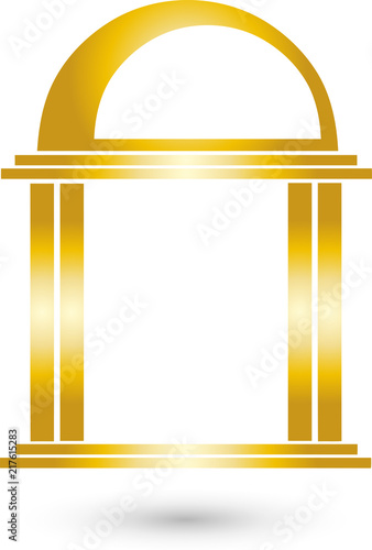 Säulen aus Gold, Bankgebäude Logo
