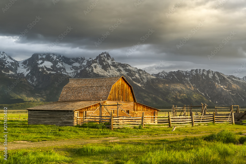 Storm Clouds over The Mormon Barn in Grand Teton National Park