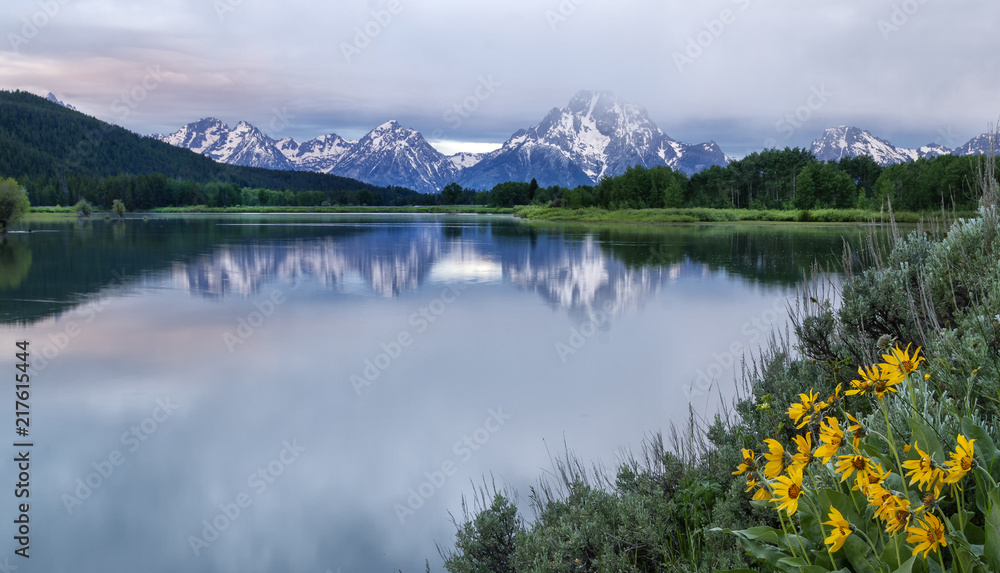 Cloudy Morning at Oxbow Bend Grand Teton National Park