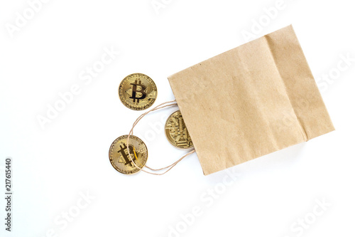 Bitcoin in shopping bag