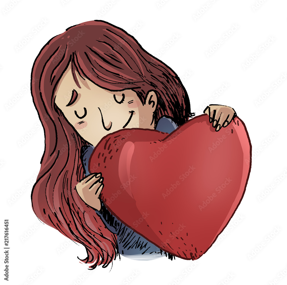 mujer enamorada con corazon ilustración de Stock | Adobe Stock mujer enamorada con corazon ilustración de Stock | Adobe Stock