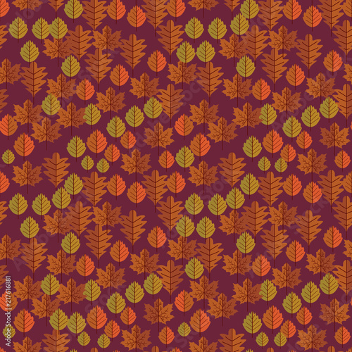 Colorful autumnal foliage orange pattern