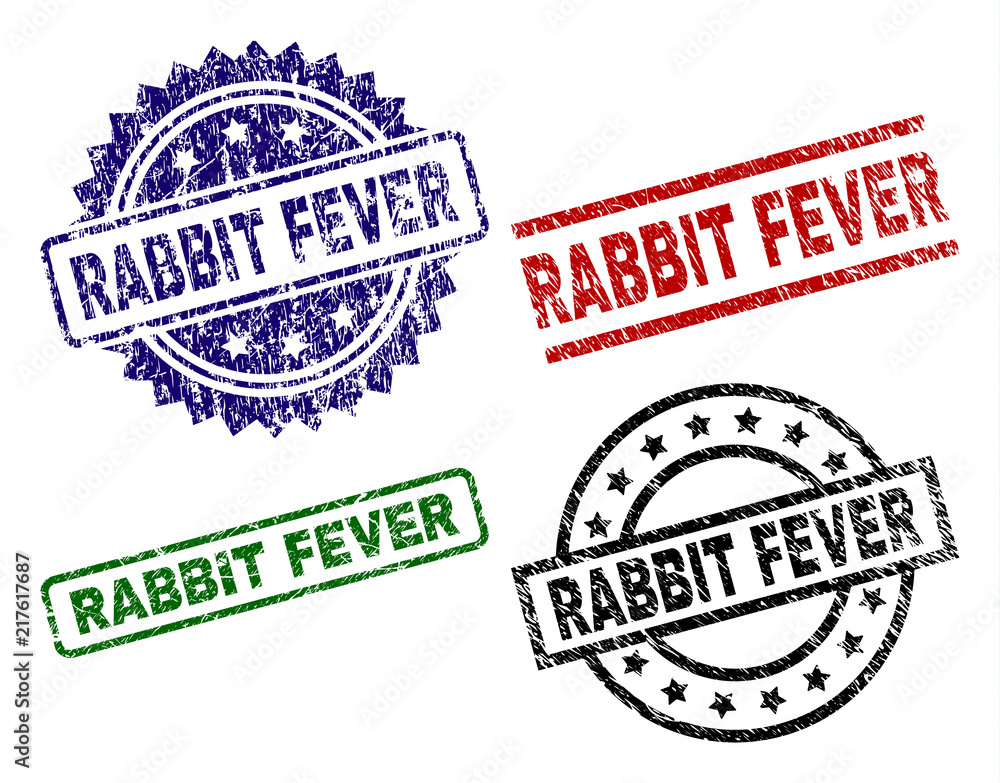 RABBIT FEVER seal prints with distress style. Black, green,red,blue vector rubber prints of RABBIT FEVER text with corroded style. Rubber seals with round, rectangle, medal shapes. RABBIT FEVER seal prints with distress style. Black, green,red,blue vector rubber prints of RABBIT FEVER text with corroded style. Rubber seals with round, rectangle, medal shapes.