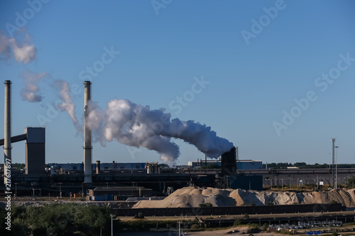 Industrial factories and smokestacks