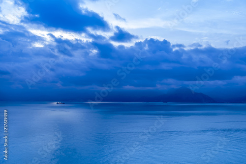 Antalya, Turkey, 20 December 2010: Gulf of Antalya with clouds and sunset