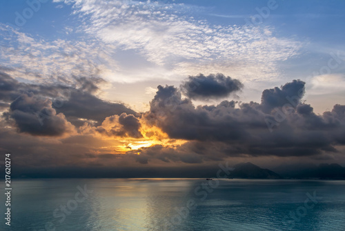 Antalya  Turkey  20 December 2010  Gulf of Antalya with clouds and sunset