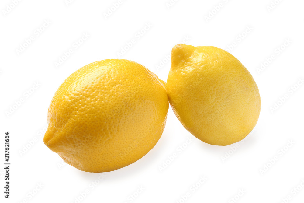 Ripe whole lemons on white background Ripe whole lemons on white background