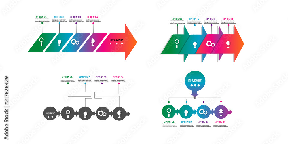 Naklejka premium Modern timeline infographic chart data option template design vector