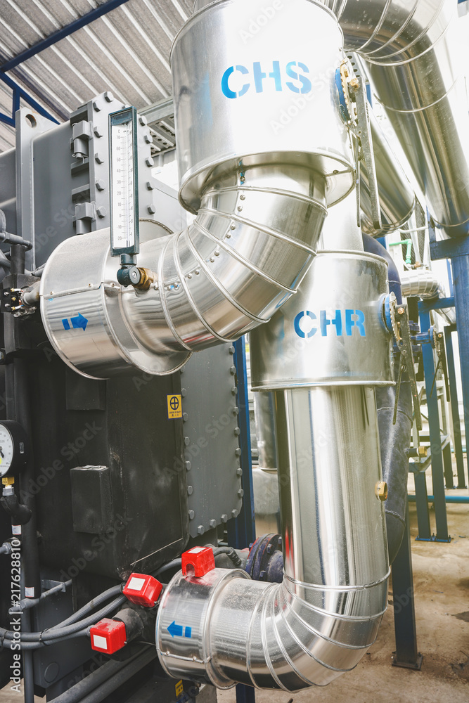 Pipe insulation work with aluminium covering pipe Stock Photo Adobe Stock