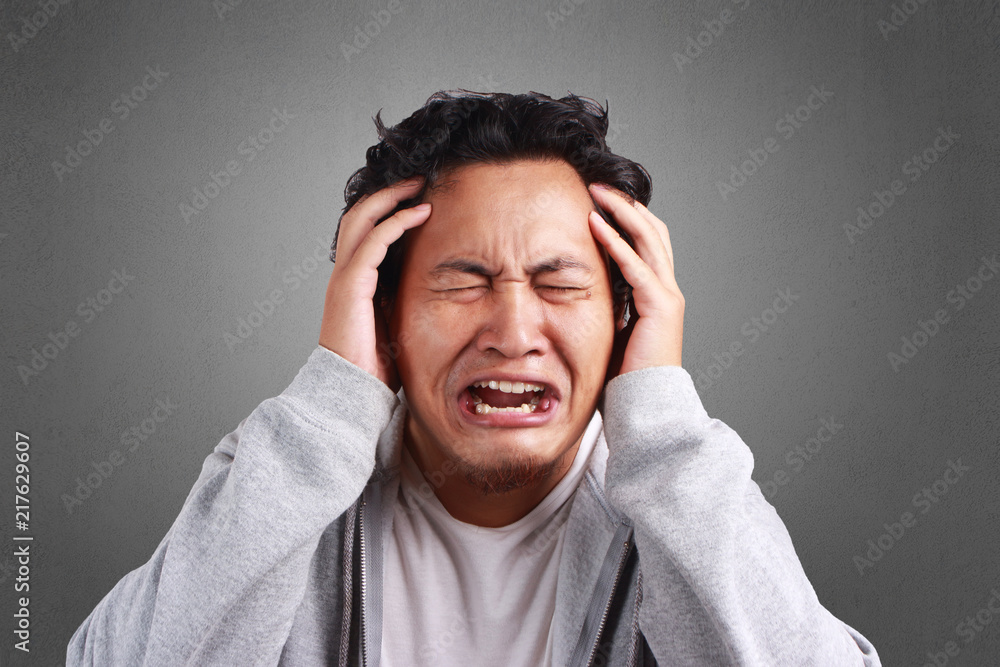 Young Man Confused, Stress Expression Young Man Confused, Stress Expression