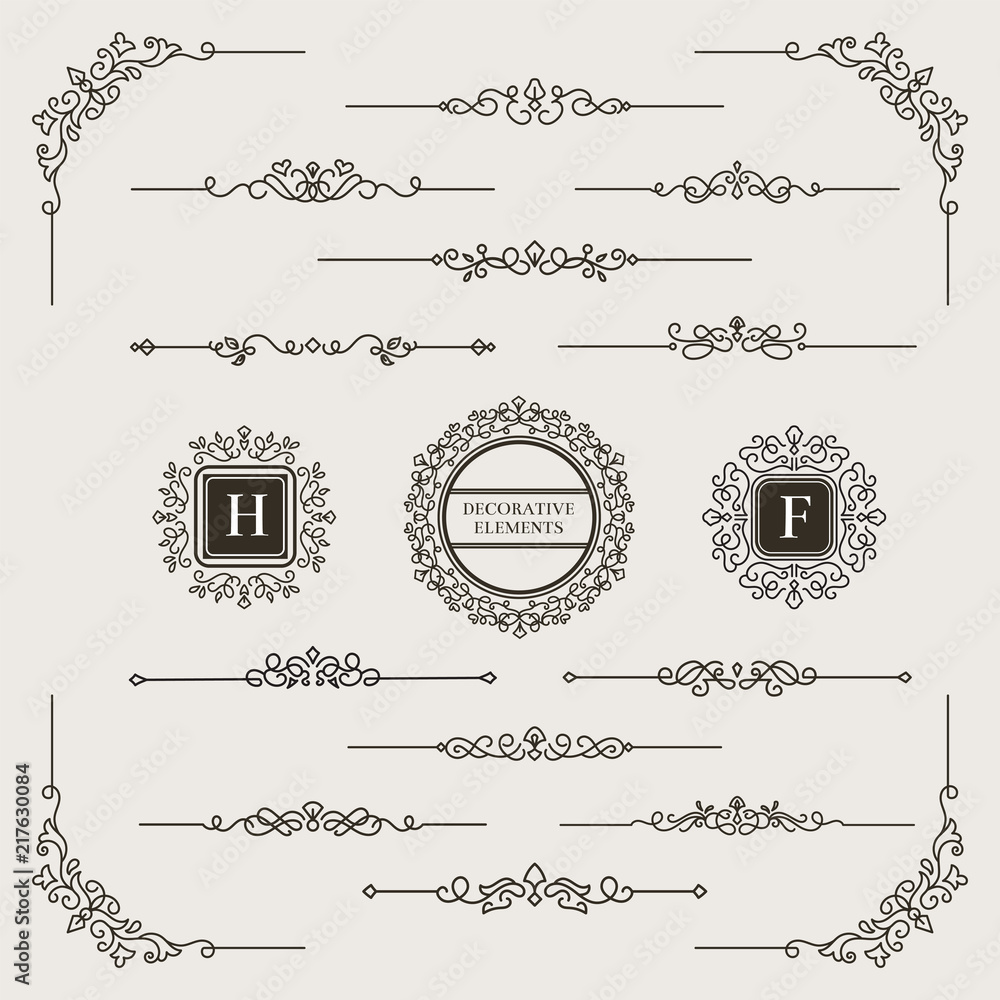 Monogram Divider Set of Decorative Divider, Monogram, & Frame Element. For any purpose ...