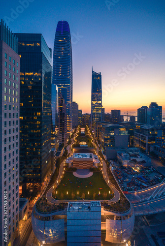 Aerial View of SF Transbay Transit Center Rooftop Park photo