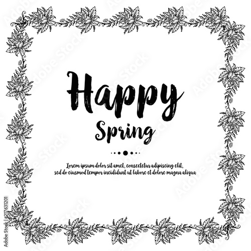 Card for spring season with floral frame vector illustration
