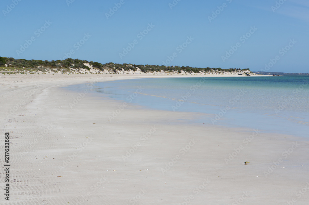 White sand beach with crystal blue water in South Australia