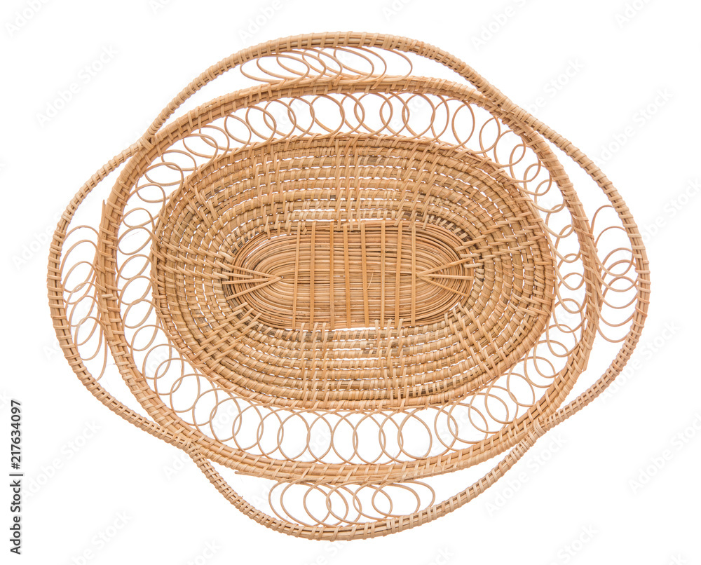 Wood basket wicker wooden in handmade top view Wood basket wicker wooden in handmade top view