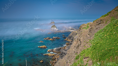 Cliff Sea Blue Sky Background